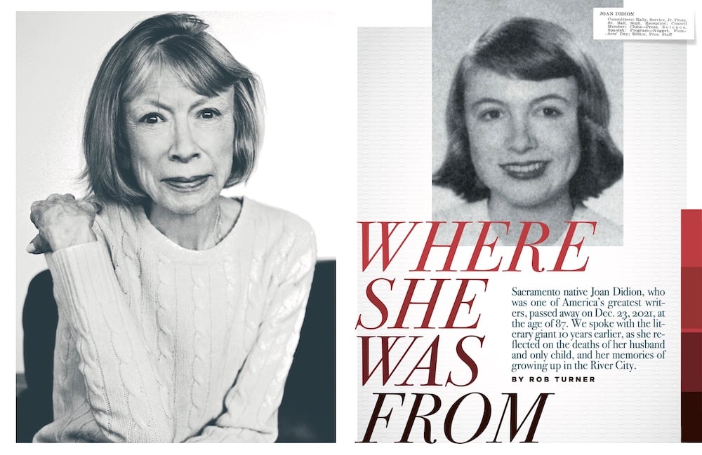 Joan Didion in 2011 and when younger