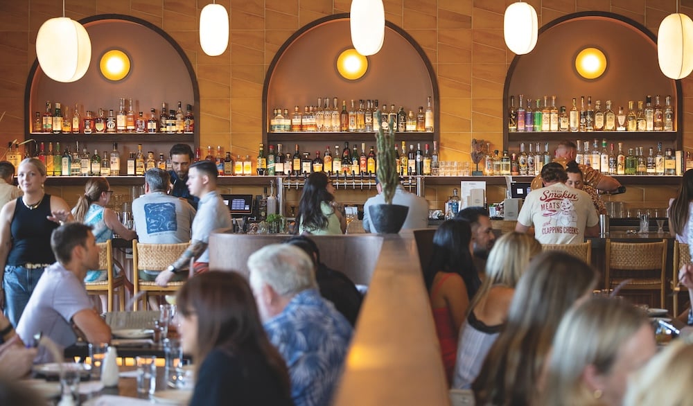 The crowded bar of Cantina Pedregal