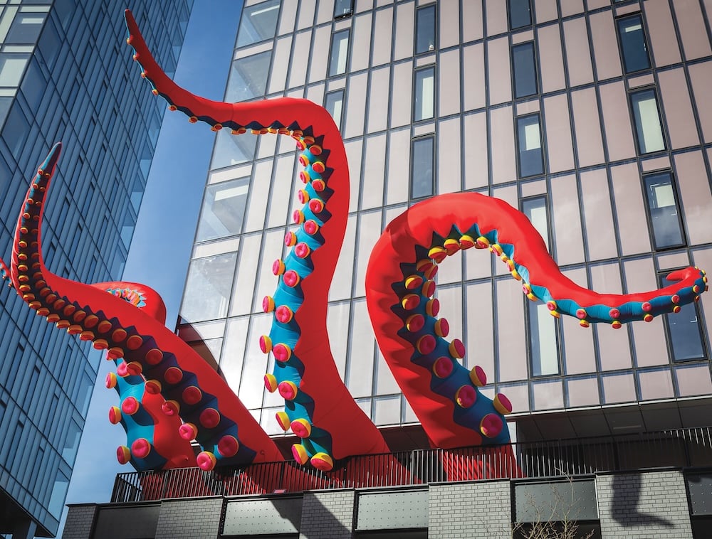 Three inflatable art tentacles