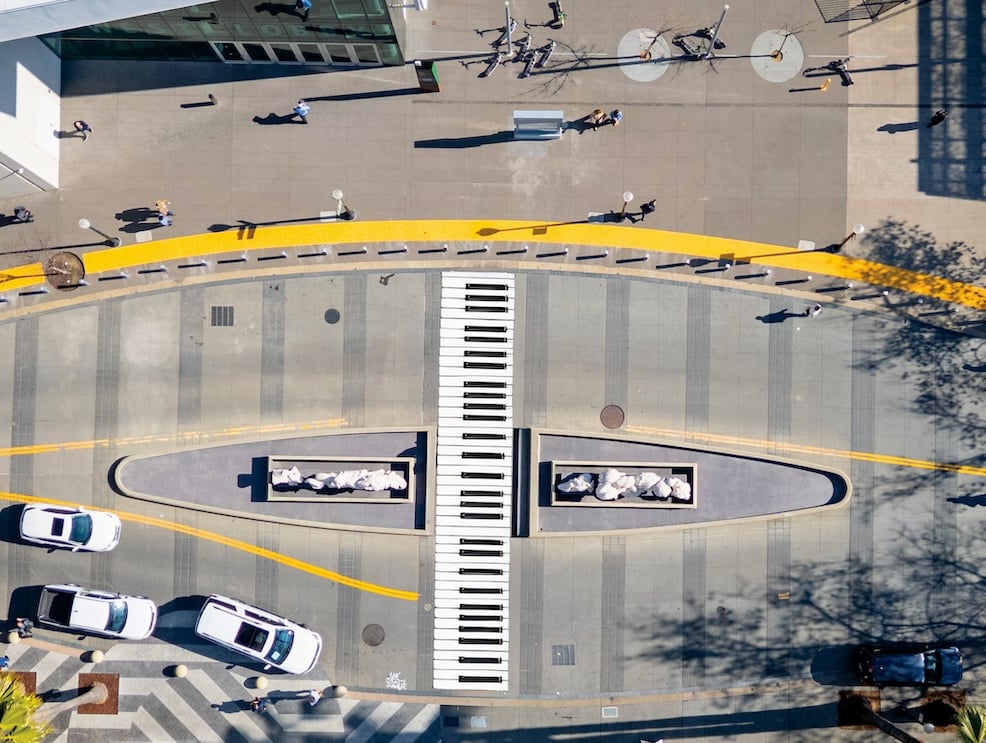 Crosswalk Art made to look like a piano
