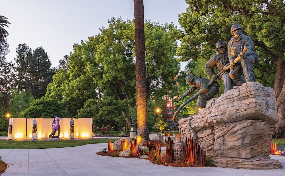 The California Firefighters Memorial in Capitol Park in Sacramento