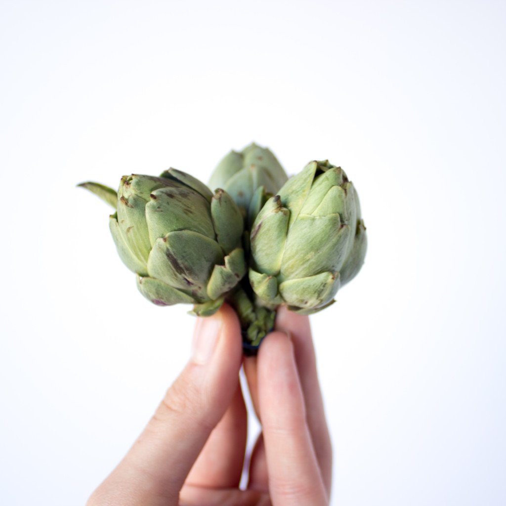 tiny artichokes in hand