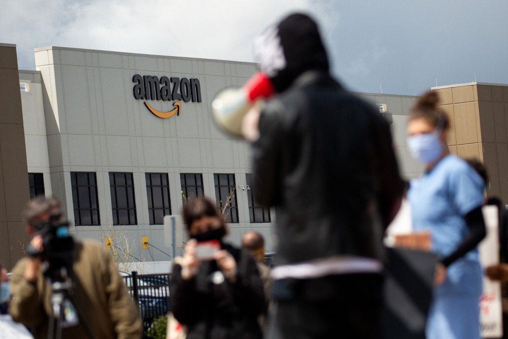 Protesters Strike On Essentials Workers Rights Outside An Amazon Facility