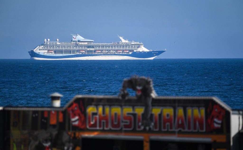 Cruise Ships Empty Due To The Coronavirus Pandemic Moor Off The South West Uk Coast