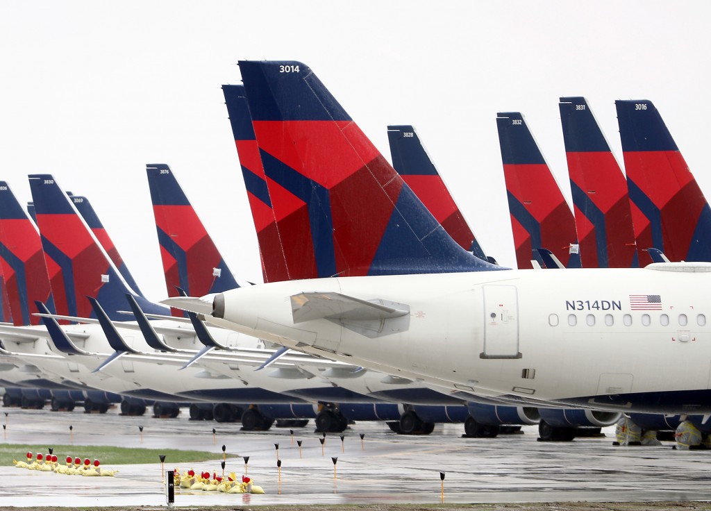 Delta Planes Sit Idle At Kansas City International Airport