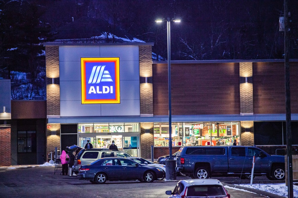 An Aldi Logo Is Seen At One Of Their Stores In Athens.