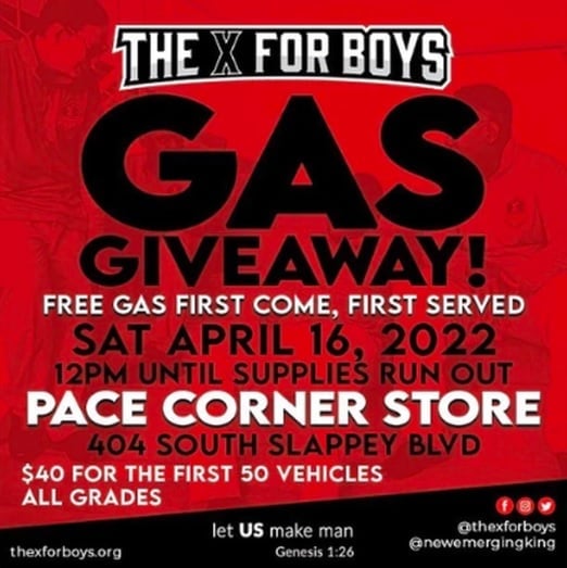 X For Boys Gas Giveaway