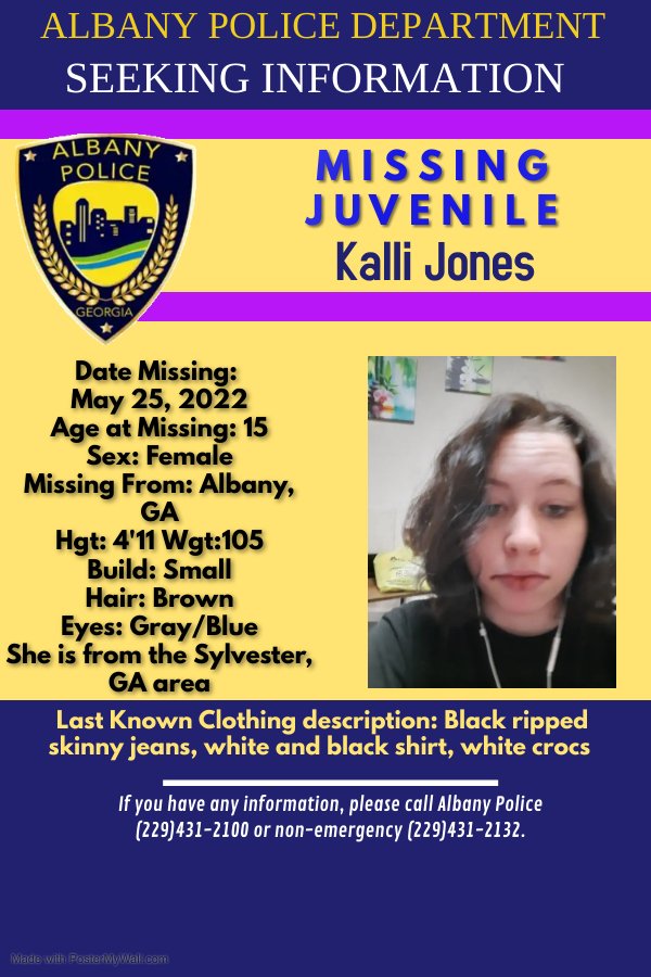 Kalli Jones Missing