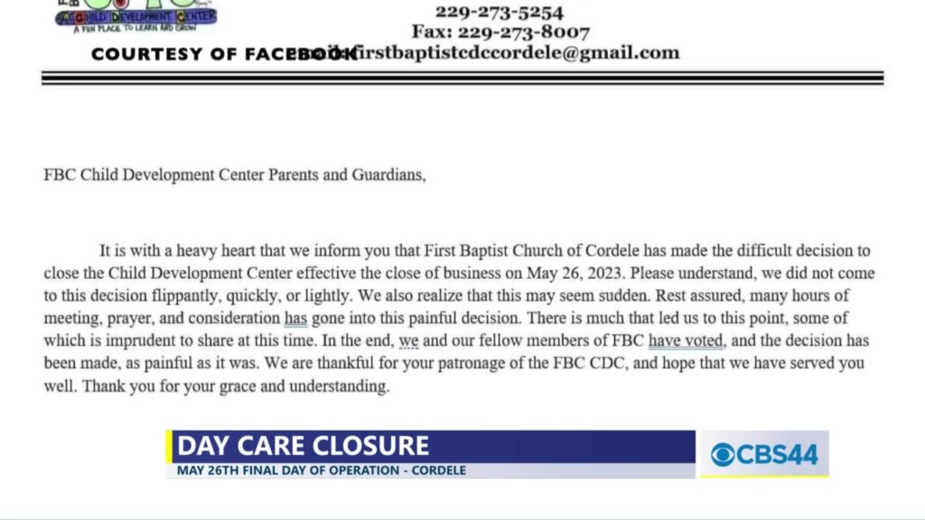 Cordele Fbc Daycare Closing Its Doors
