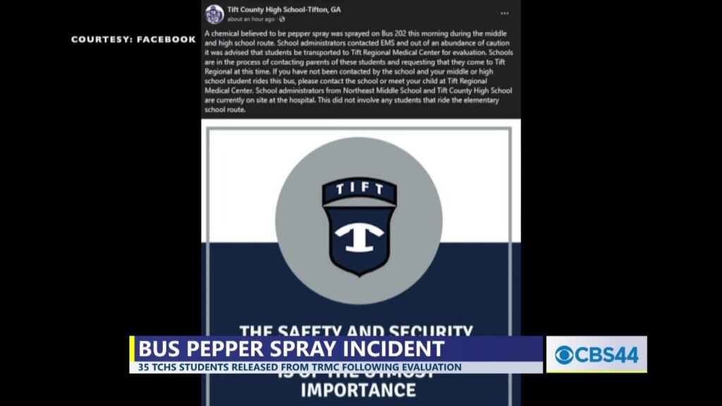 35 Students Released From Trmc Following Evaluation After Tift Co. School Bus Pepper Spray Incident