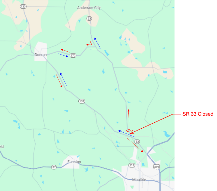 Gdot Colquitt Co State Route Sr 33 Road Closure