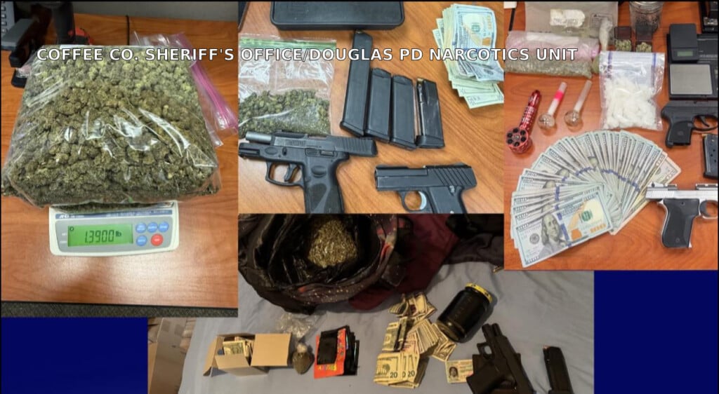 A Portion Of The 11069 In Cash 91 Grams Of Methamphetamine 2 Pounds Of Marijuana And 6 Firearms Pictured Here