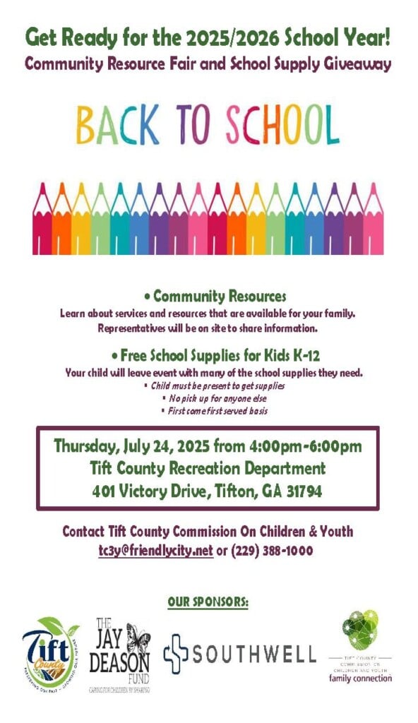 Tift Co Recreation Dept And Commission On Children Youth Community Resource Fair And School Supply