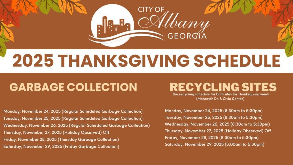 City Of Albany Garbage Collection Recycling Sites Thanksgiving Schedule