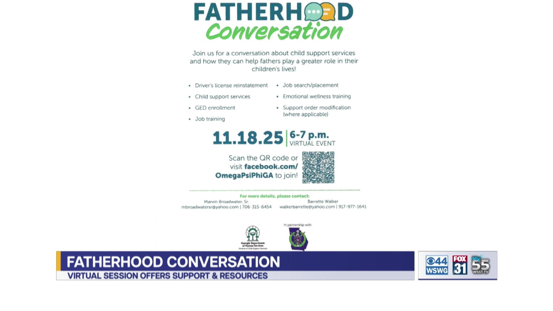 Virtual Fatherhood Conversation event hosted by Georgia Department of Human Services’ Division of Child Support Services in partnership with Omega Psi Phi