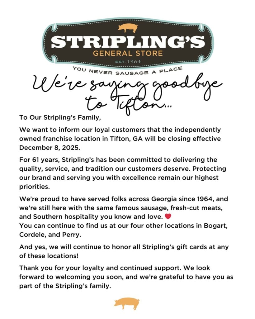 Striplings General Store Tifton Ga Closure