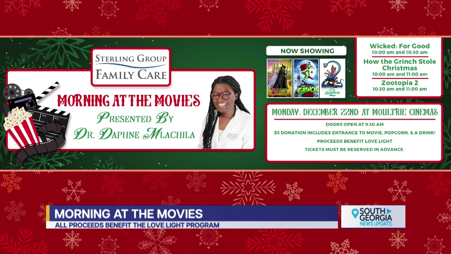 Colquitt Regional Medical Center to host annual “Morning at the Movies” in support of Love Light Giving at GTC Moultrie Cinemas on December 22