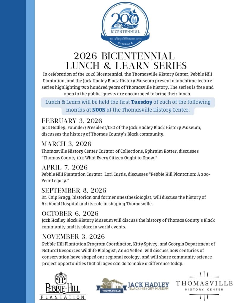 Bicentennial Lunch Learn Lectures At Thomasville History Center