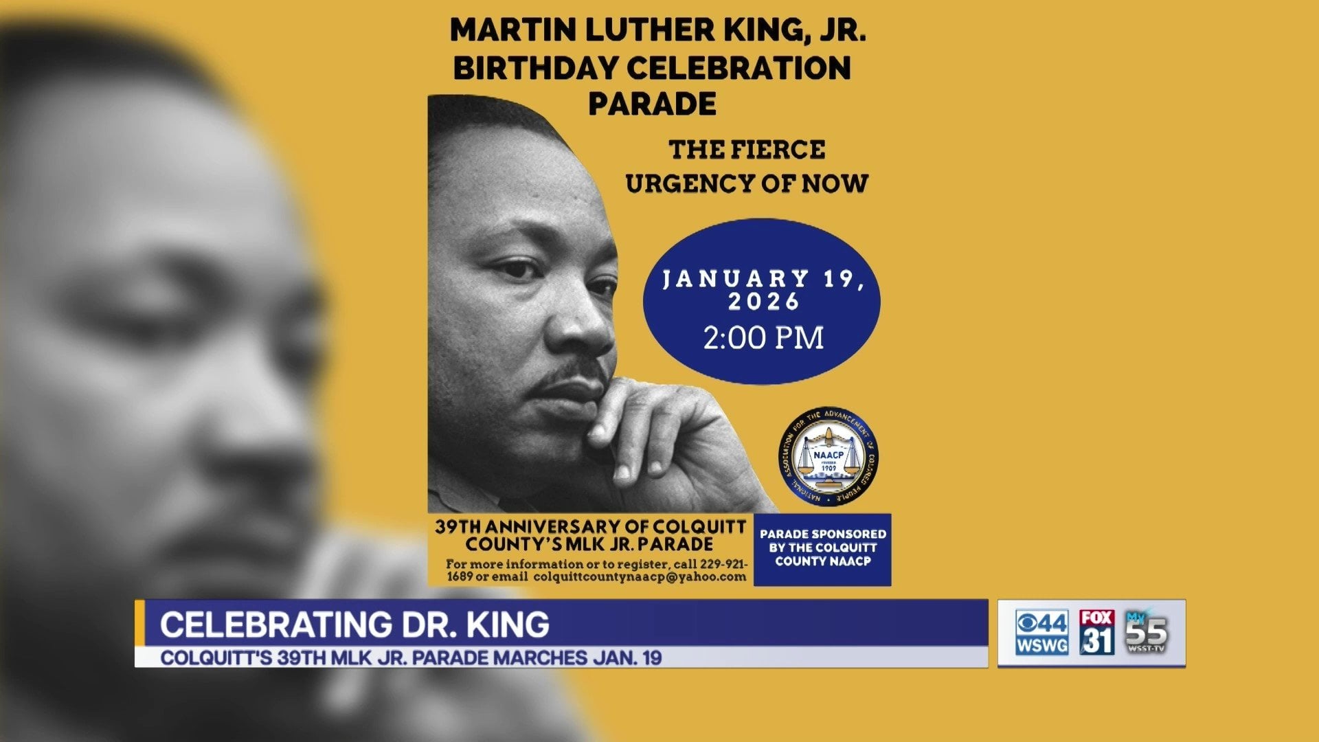 Colquitt County NAACP to host 39th Annual Dr. Martin Luther King Jr. Birthday Celebration Parade set for Monday, January 19th in downtown Moultrie