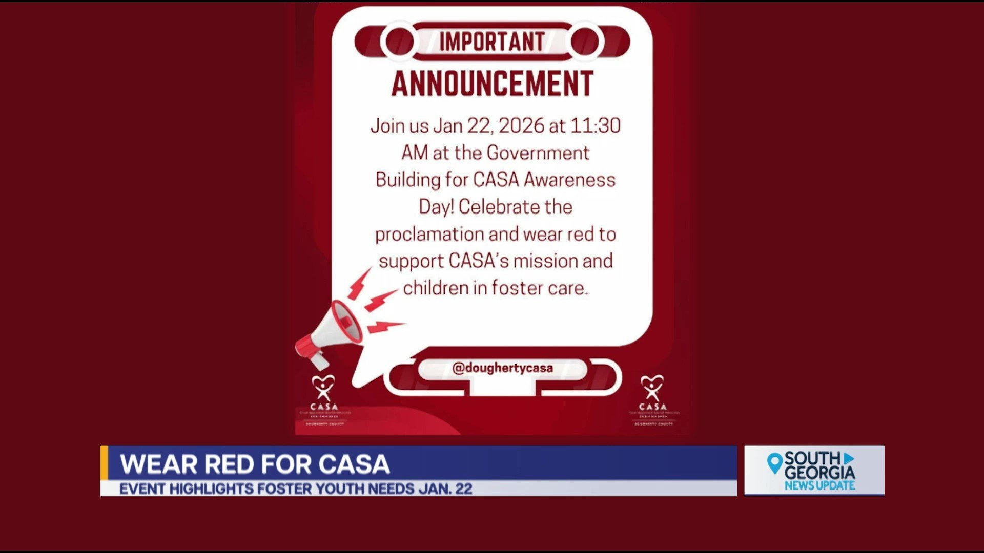 Dougherty County CASA to host Awareness Day inviting community to wearing red in support of children in Foster Care