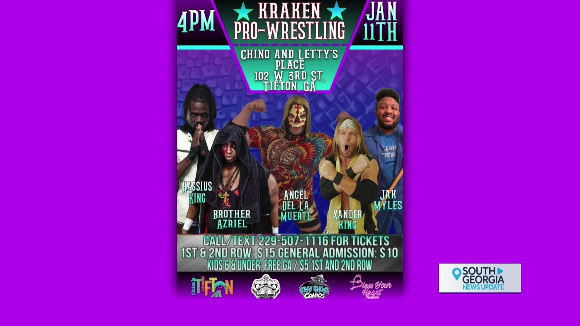 Kraken Pro-Wrestling to host first event of 2026 at Chino & Letty's Place in Tifton this Sunday