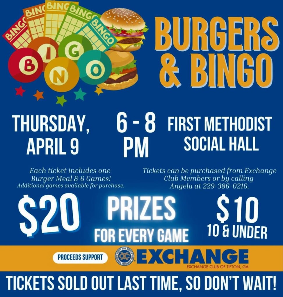 Burgers Bingo Exchange Club Of Tifton