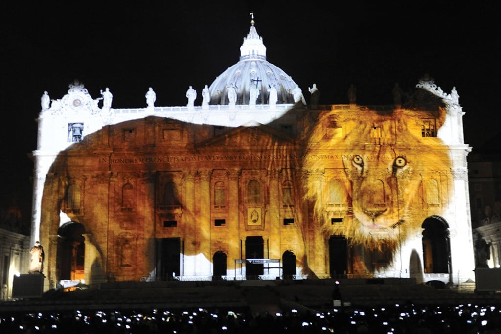 Image of Lion Projected on the Vatican