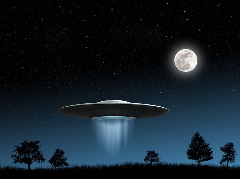 3d Render Of Flying Saucers Ufo On Night Background