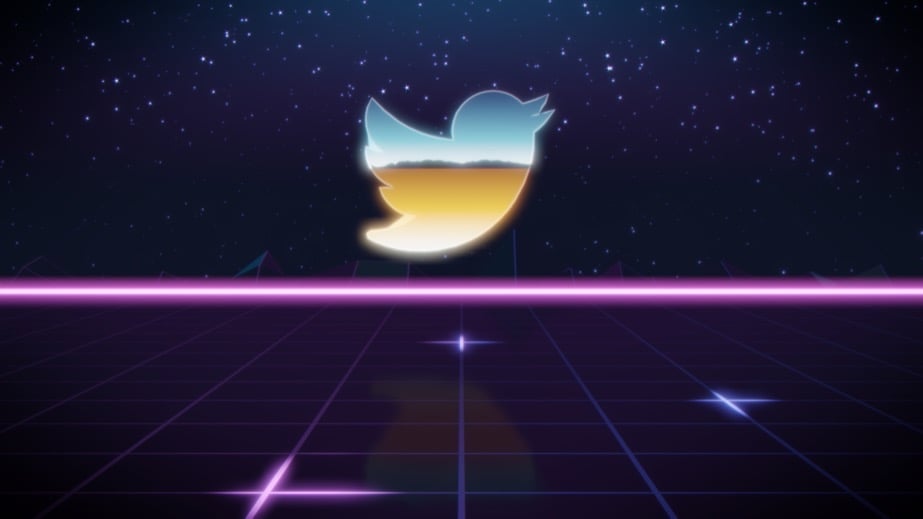 Chrome Icon Of Twitter Logo On Synth Background