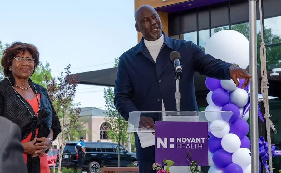 Michael Jordan Speaks At Opening Of Nc Health Clinic Square Credit Novant Health Michael Jordan Family Medical Clinic