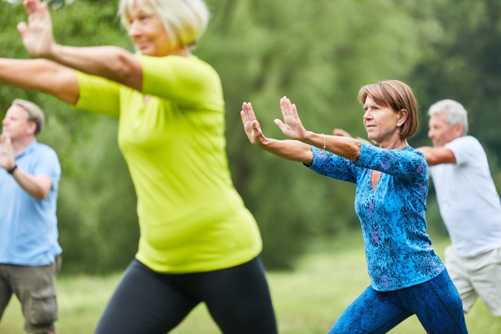 Seniors Do Qi Gong Or Tai Chi Exercise