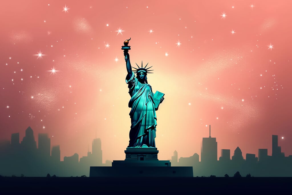 Statue Of Liberty In New York City, Usa. Vector Illustration