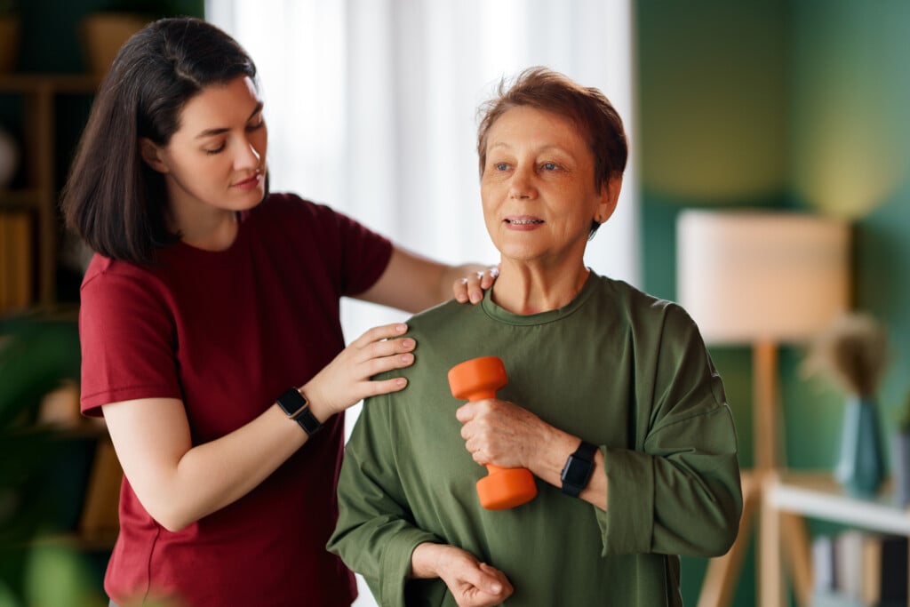 Senior Woman Doing Dumbbell Exercise