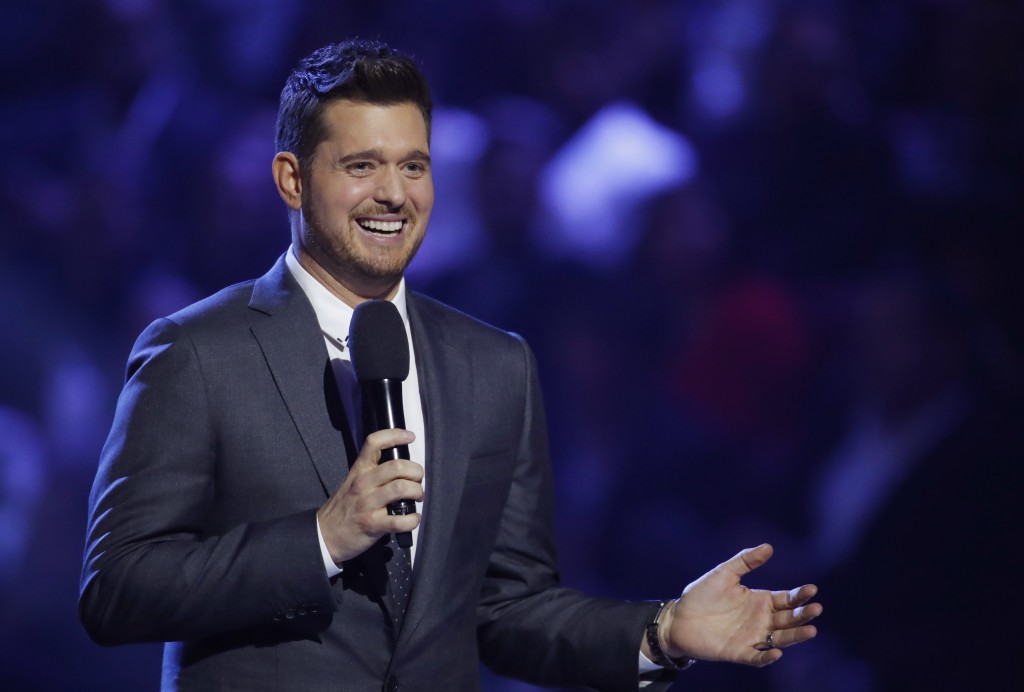 Show Host Michael Buble Speaks On Stage At The 2018 Juno Awards In Vancouver
