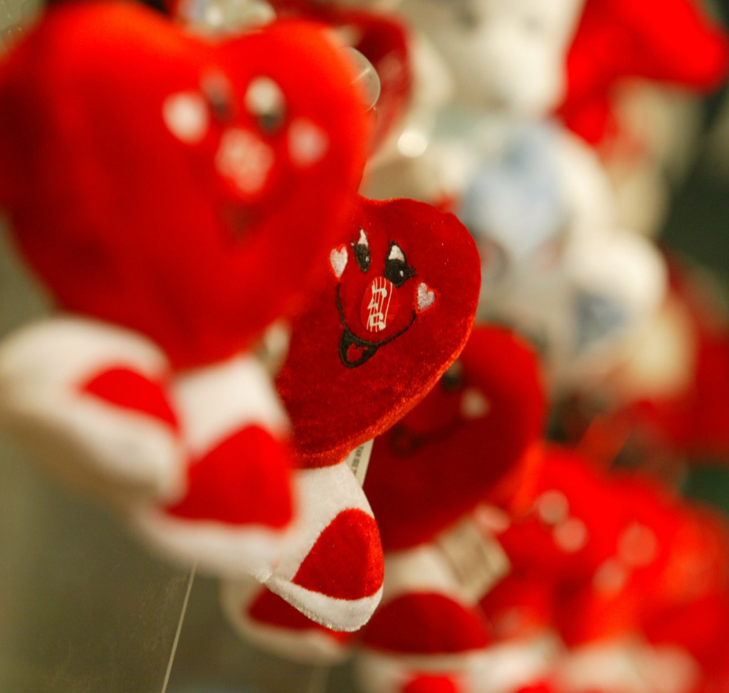 Red Heart Shaped Gifts Are Displayed During A Valentine's Day Fair In Bucharest.