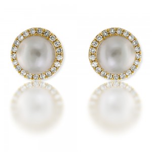 White Fw Pearl Diamond Earrings