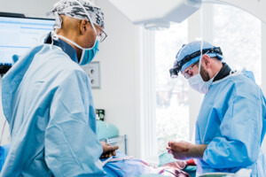 Dr. Jehn performing minimally invasive laparoscopic surgery.
