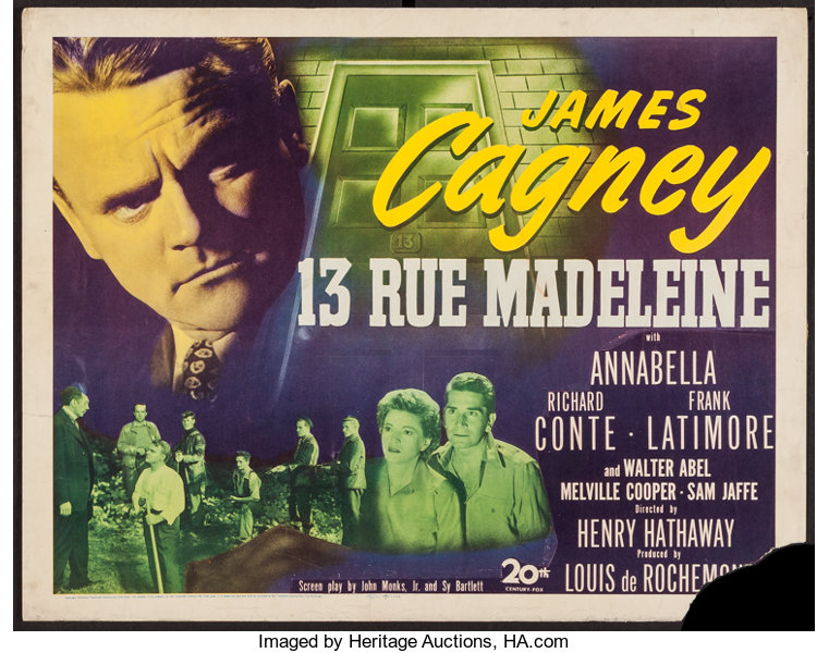 13 Rue Madeleine James Cagney vintage movie poster