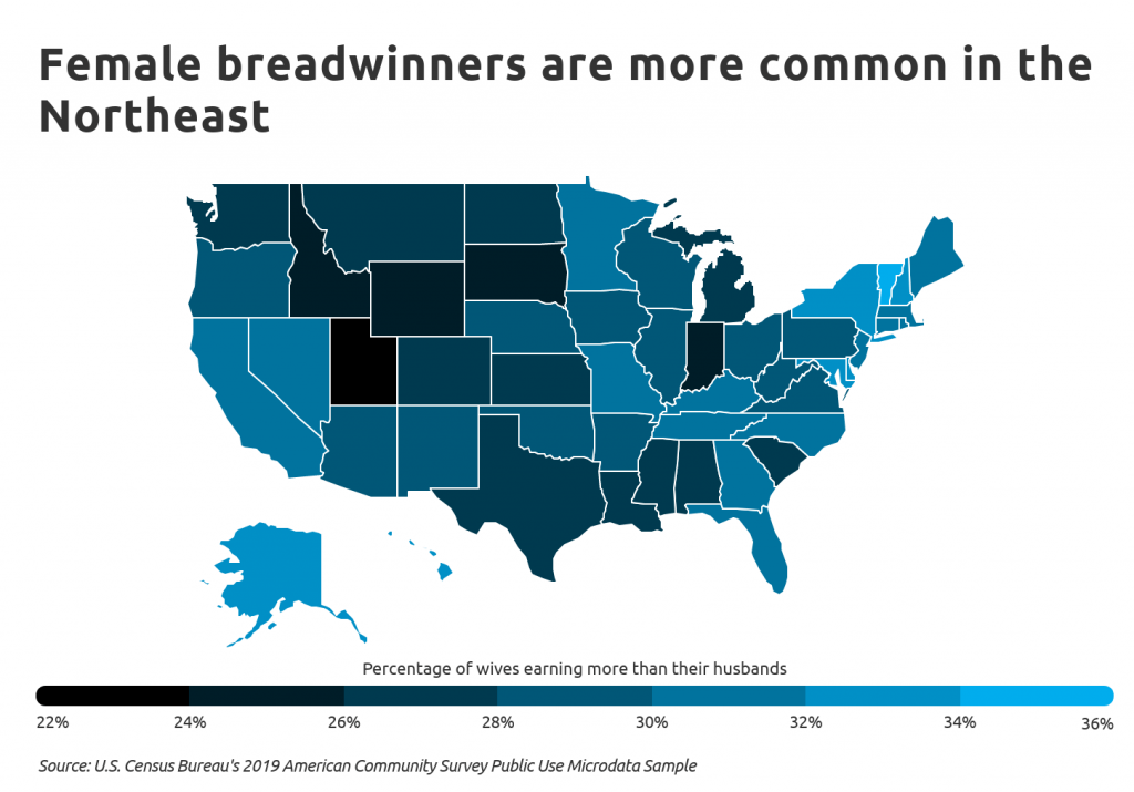 Chart4 Female Breadwinners Are More Common In The Northeast