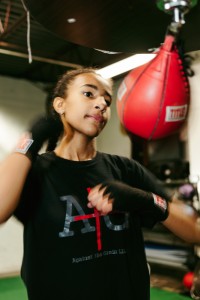 Brijhana Epperson trains at City Life Boxing Club in Independence, Missouri. // Photo by Chase Castor