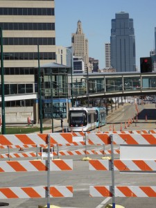 The streetcar line, which currently ends at Union Station, will have a new terminus at UMKC (51st and Brookside) once construction is complete. // Photo by Savannah Hawley