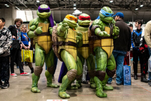 The Teenage Mutant Ninja Turtles Waiting In Line To Meet Kevin Eastman, The Tmnt Creator, At Planet Comiccon Kc 2023