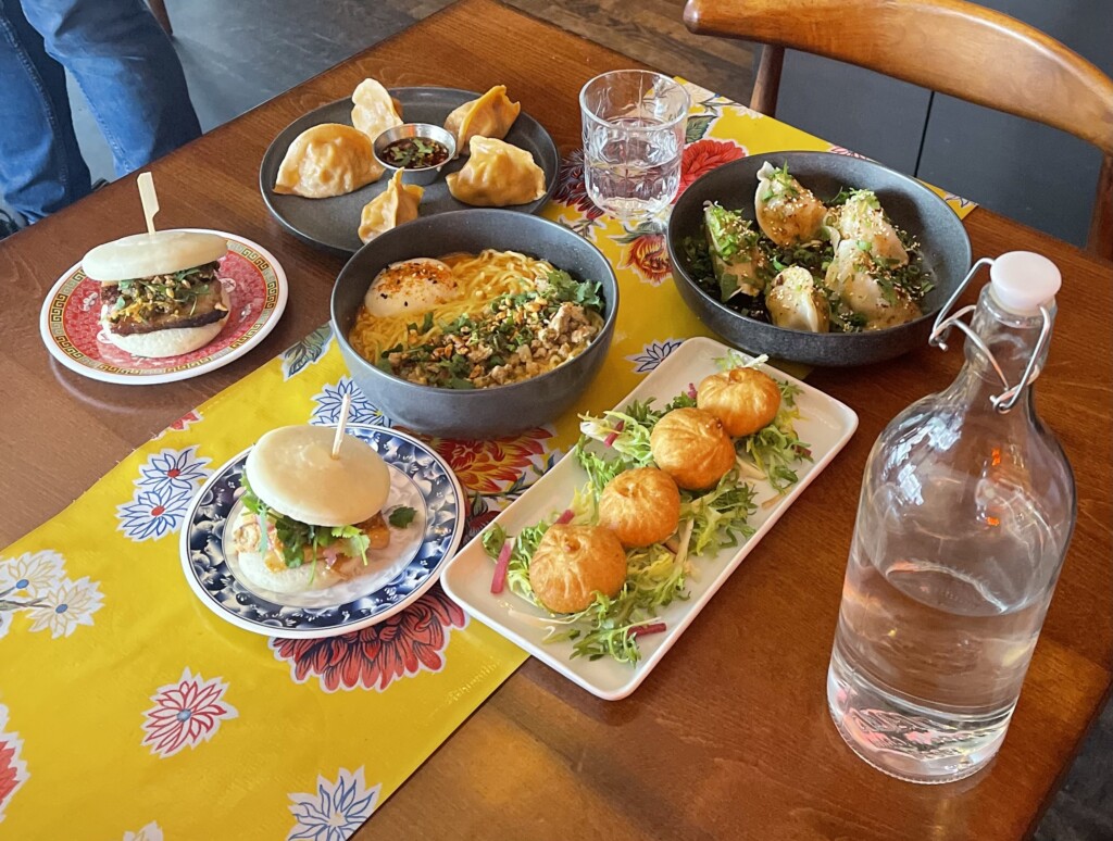 A spread of Asian food on a table