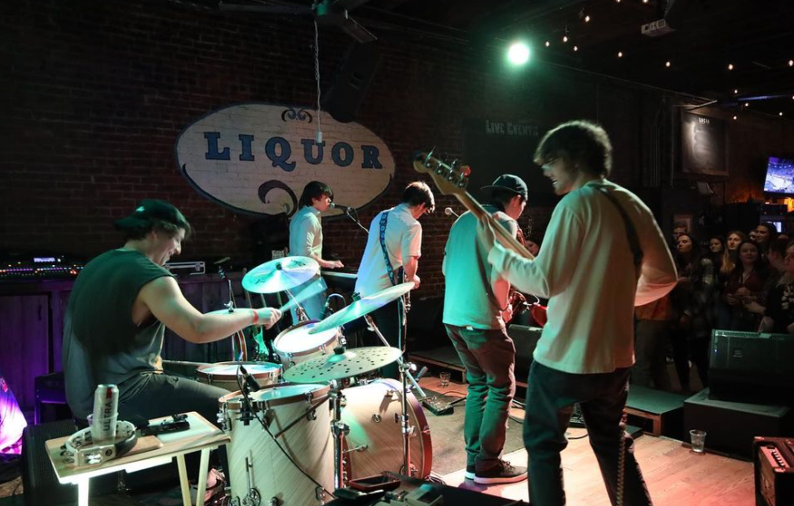 a band playing onstage