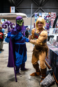 Skeletor And He Man Pose For A Photograph During The 2023 Planet Comicon Kansas City Convention.