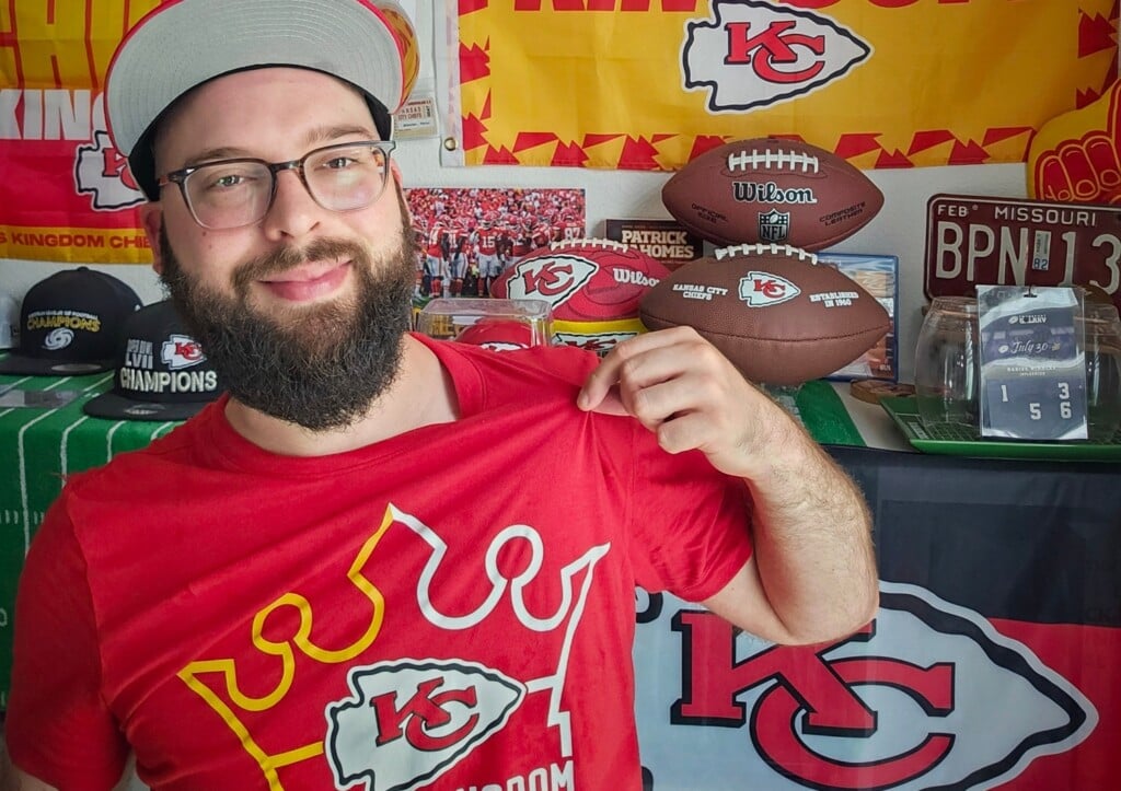 Marius Wimmler In Front Of His Chiefs Memorabilia