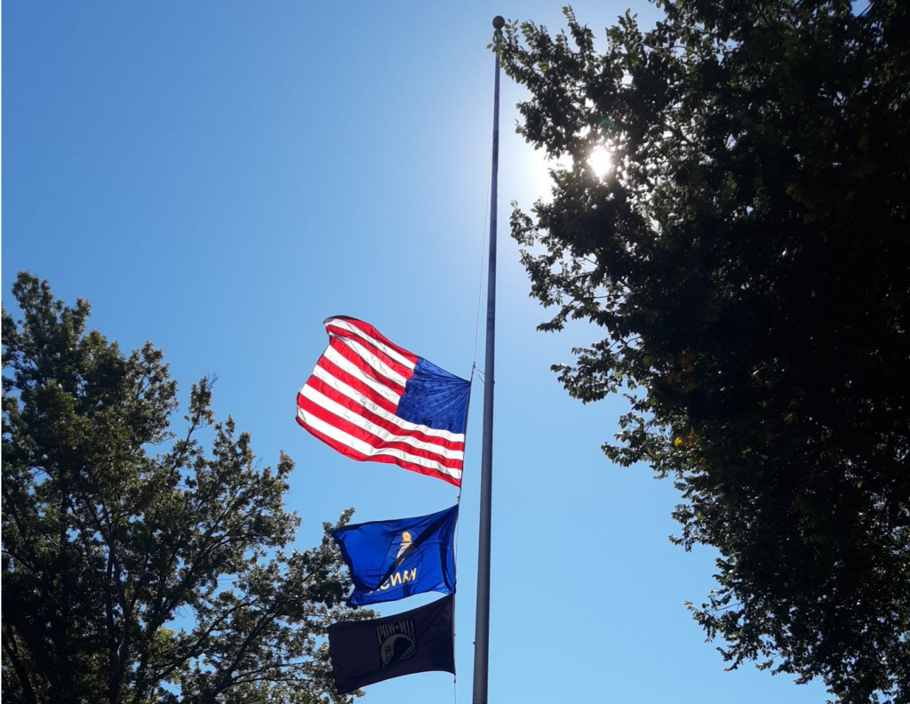 Kansas Capitol Flag Half Staff Cropped