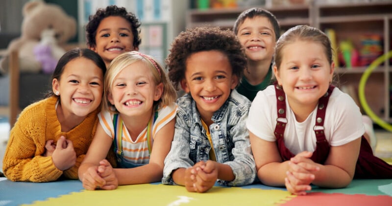 A group of kindergarten students