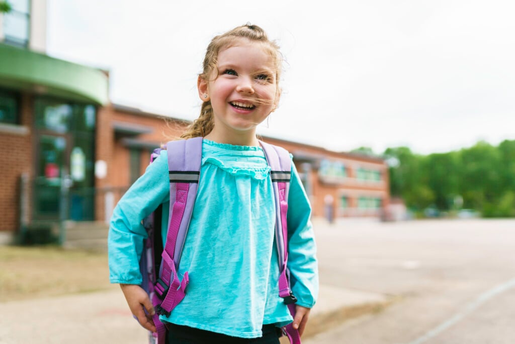 kindergarten student with backpack