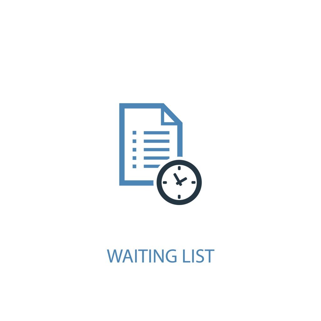 Waiting List Concept 2 Colored Icon. Simple Blue Element Illustration. Waiting List Concept Symbol Design. Can Be Used For Web And Mobile Ui/ux